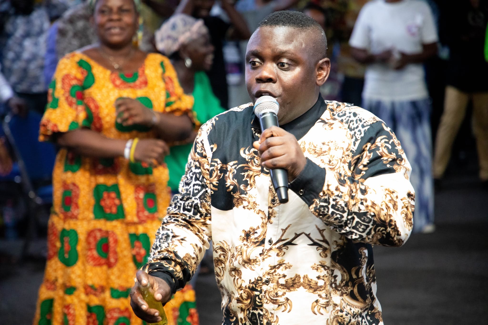 Church worship concert with band on stage