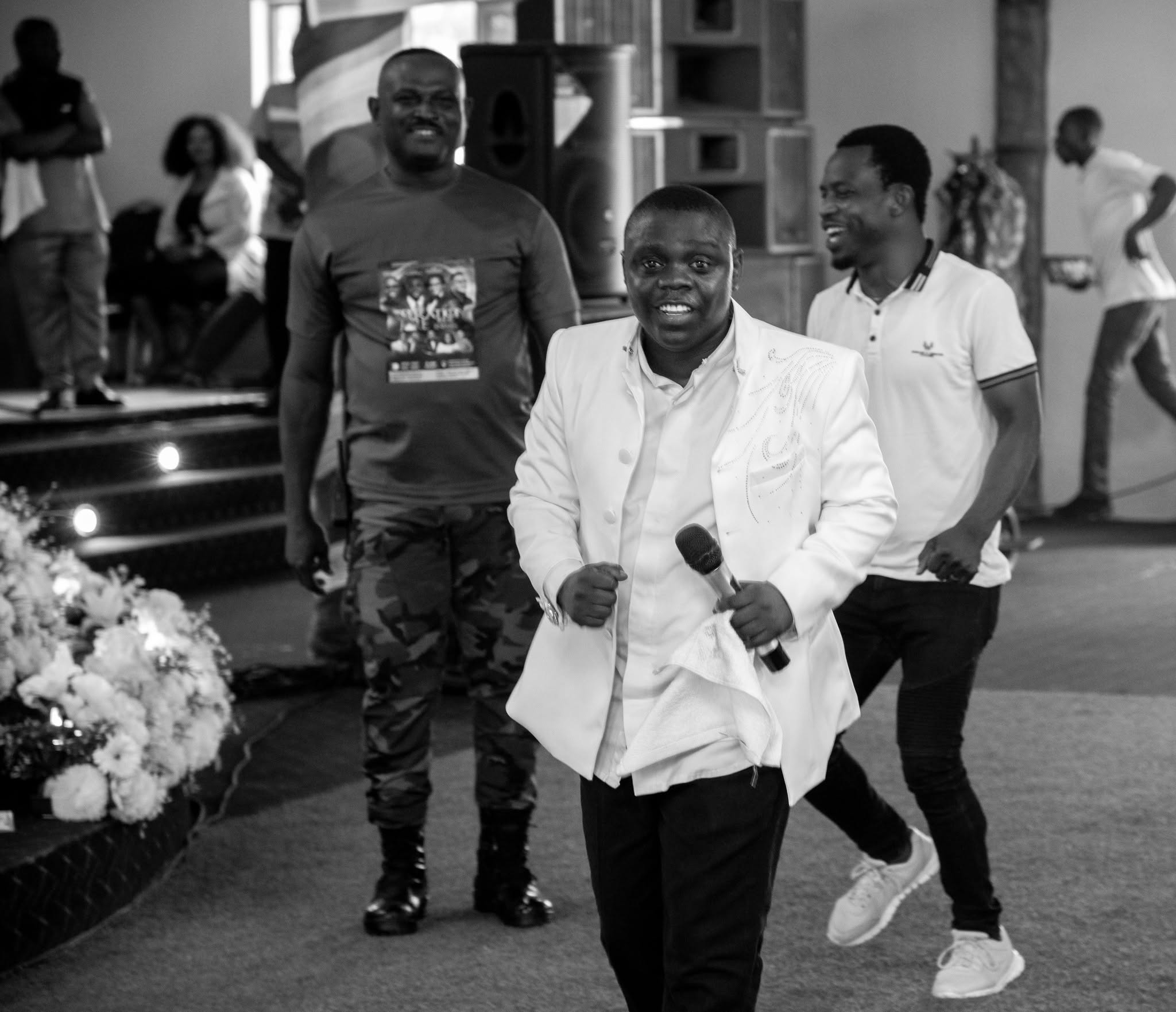 Church music band performing on stage